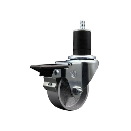 Service Caster 3'' Semi Steel Swivel 1-3/4'' Expanding Stem Caster with Brake SCC-EX20S315-SSR-PLB-134